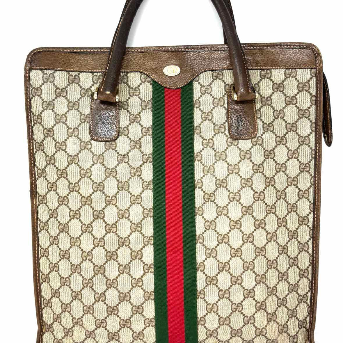 Gucci Ophidia Coated Canvas Beige Zip Top GG Web Accent Tote
