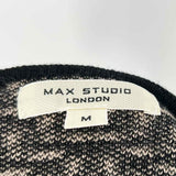 Max Studio Women's Beige Black Size M Viscose Blend Chevron Sweater