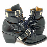 Chloe Women's Black Size 41/11 Pointed Leather Cut Out Boots