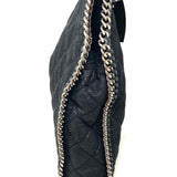 STELLA McCARTNEY Falabella Fold-Over Black Quilted Chain Tote