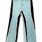 Ksenia Schnaider Vintage Effect Women's Light Blue Sz XS/2 Flare Contrast Jeans