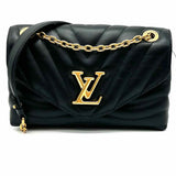 LOUIS VUITTON New Wave Chain MM NM Black Flap Quilted Crossbody