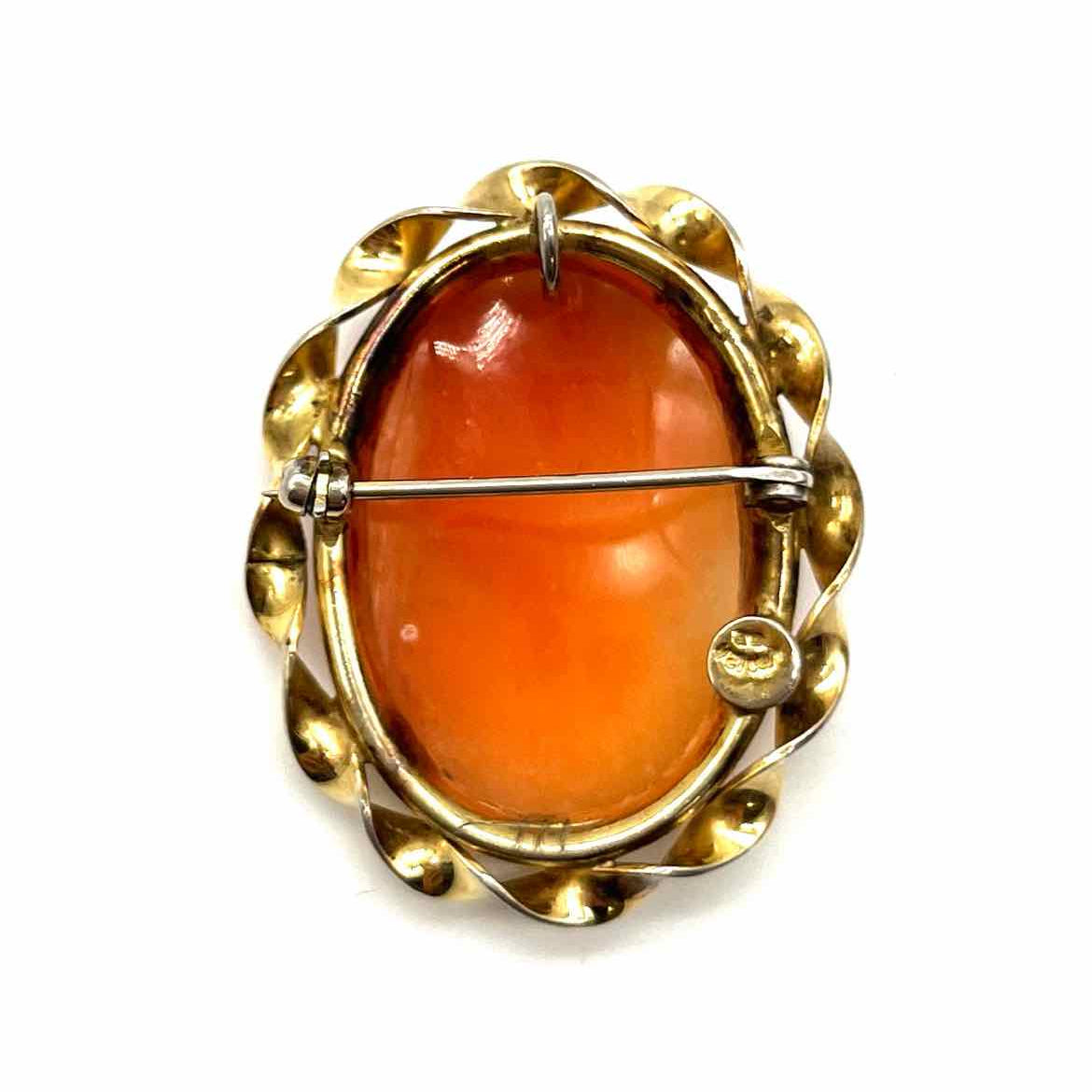 Estate 12K GF Gold Orange Oval CAMEO Brooch
