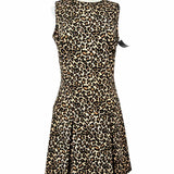 Michael by Michael Kors Women's Brown Size 3 Pleated Leopard Print Dress