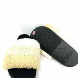 ROAM New York Women's Beige Black Size 39/9 Flat Faux Shearling Slide