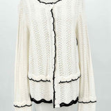 Lost+Wander Women's White Size M/L Scalloped Knit Cardigan