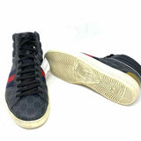 Gucci Ace Men's Charcoal Shoe Size 12.5 High Top Coated Canvas GG Sneakers