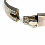 Mexico Mid Century TD-27 .925 Sterling Silver Hinged Turquoise Bracelet