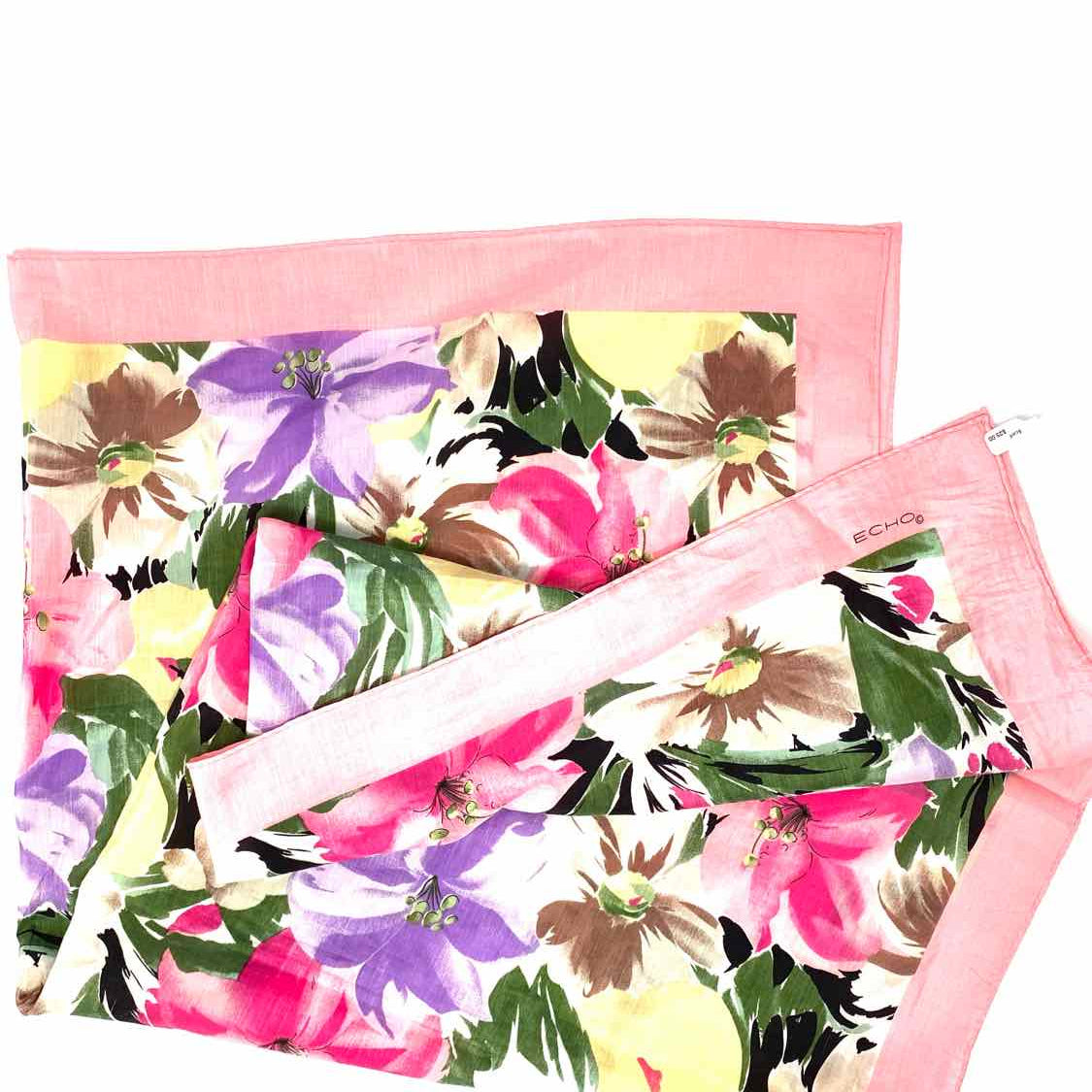 ECHO Cotton Multi-Color Square 36 Floral Scarf