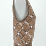 REDONE Women's Beige Size L Sweater Wool Blend Argyle Vest