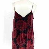 Free People Women's Burgundy Size S Spaghetti Strap Velvet Paisley Sleeveless