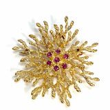 A&Z 14k Yellow Gold Branch Textured Ruby Brooch