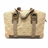 Salvatore Ferragamo Canvas Beige Boston Gancini Shoulder Bag