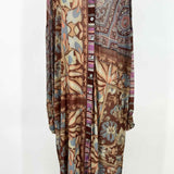 Free People Women's Brown Blue Size SP Button Down Mesh Floral Dress