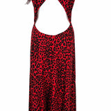 REFORMATION Gavin Women's Red Black Size 8 Open Back Leopard Print Dress