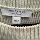 Ann Taylor Women's Black White Size L Crew Stripe Sweater