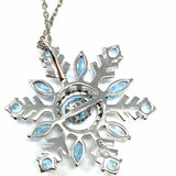 Estate 925 Sterling Silver Blue Pendant 18" Snowflake Blue Topaz Necklace
