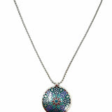 Brighton Zahra Love Enamel Blue Silver Tone Pendant 18" Mandala Necklace