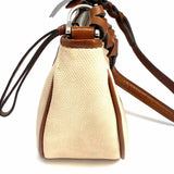 Brighton Coated Canvas Beige Crescent Shoulder Bag