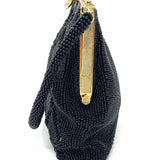Vintage Beaded Black Hinged Crystal Clutch