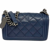 Chanel 2014 Boy Medium Wild Stitch Blue Lamb Leather Made in Italy Shoulder Bag