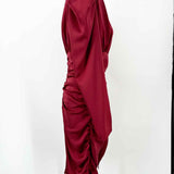 Lavish Alice Holley Women's Red Size 6 Puff Sleeve Satin Ruched Dress