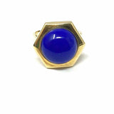 Estate size 7 14K Gold Hexagon Cabochon Lapis Lazuli Ring
