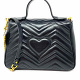 Gucci Marmont Top Handle Black Flap Quilted Leather Satchel
