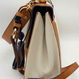 Brahmin Vineyard Ophelia Navy Brown Cream Top Handle Color Block Shoulder Bag
