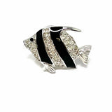 Swarovski Black Silver Tone Fish Crystal Pin