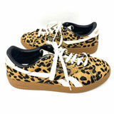 Reebok Women's Black Brown Size 8.5 Calf Hair Leopard Print Sneakers