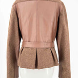 W by Worth Women's Brown Size 10 Pleated Mixed Media Jacket