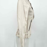 IRO Women's Cream Size 38/6 Asymmetrical Leather Moto Jacket
