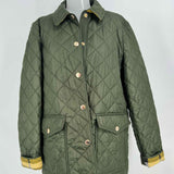 Burberry Women's Forest Green Size XL Collared Quilted Jacket