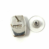 .925 Sterling Silver Black Stud 0.5" Rectangle Onyx Earrings
