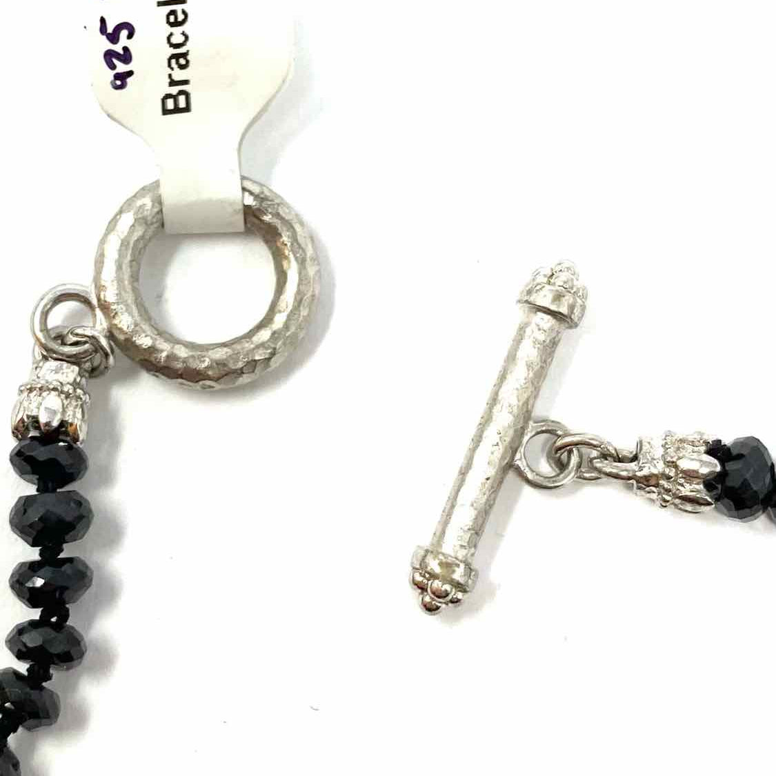 Gabriel & Co .925 Sterling Black Ivory Beaded 8 in Pearl Bracelet