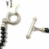 Gabriel & Co .925 Sterling Black Ivory Beaded 8 in Pearl Bracelet