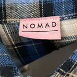 Nomad Women's Blue Beige Size L Button Down Flannel Plaid Long Sleeve
