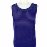 ST. JOHN Women's Navy Size P Button Down Ribbed Cardigan Tank Top Set