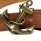 Lauren by RL Y2K Vintage Brown Anchor Leather Belt
