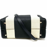 MCM Neo Milla Canvas Black Taupe Tote Stripe Satchel