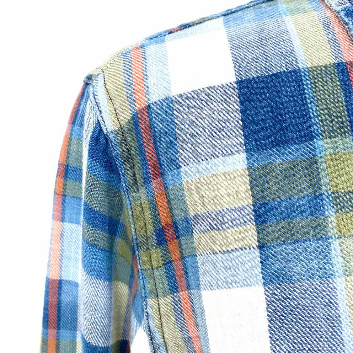 Current / Elliott Women's Blue Green Size 2 Button Down Plaid Long Sleeve