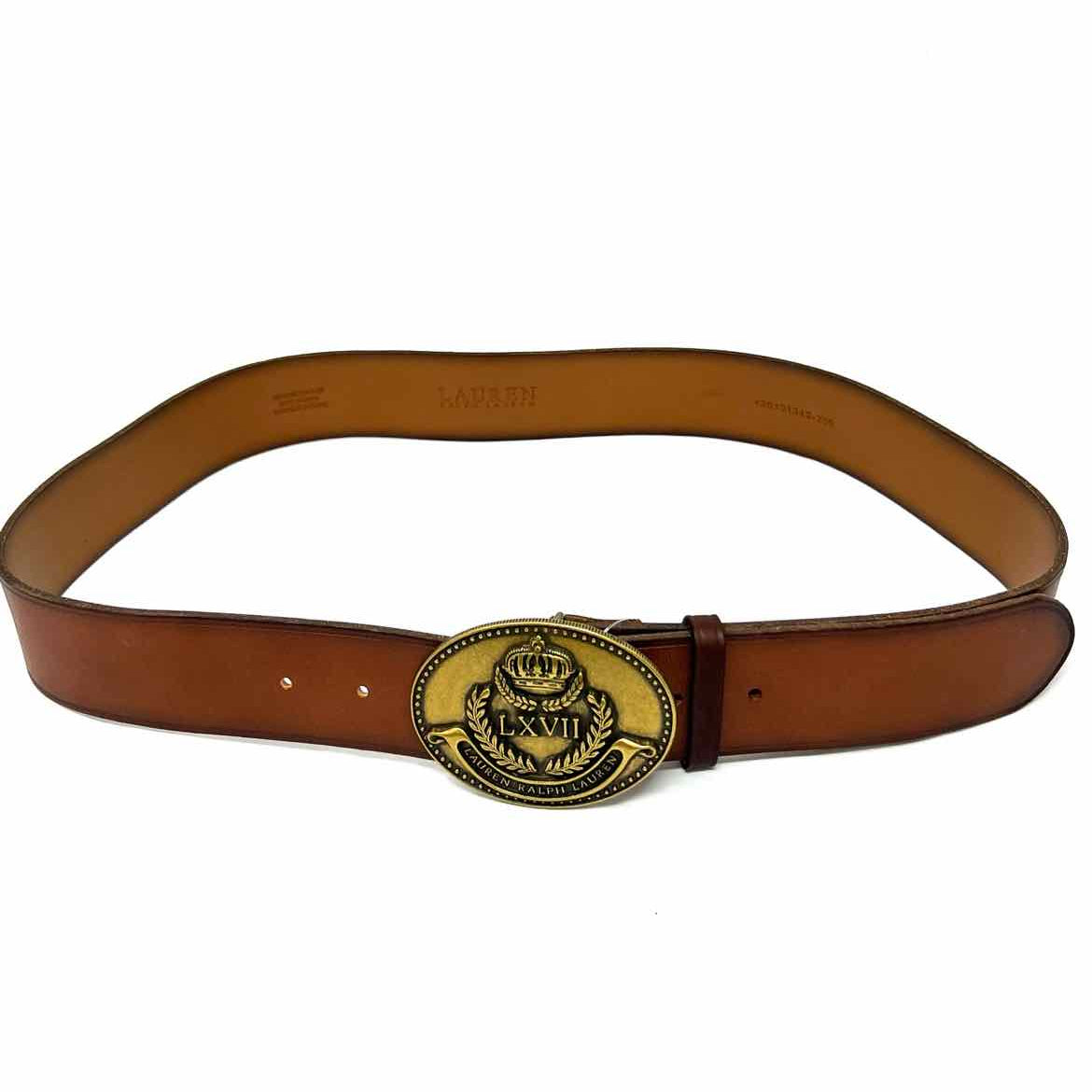 Lauren by RL Y2K Vintage Brown Crest Leather Belt