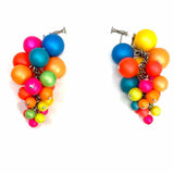 Statement Multi-Color Clip On Dangle Grape Earrings