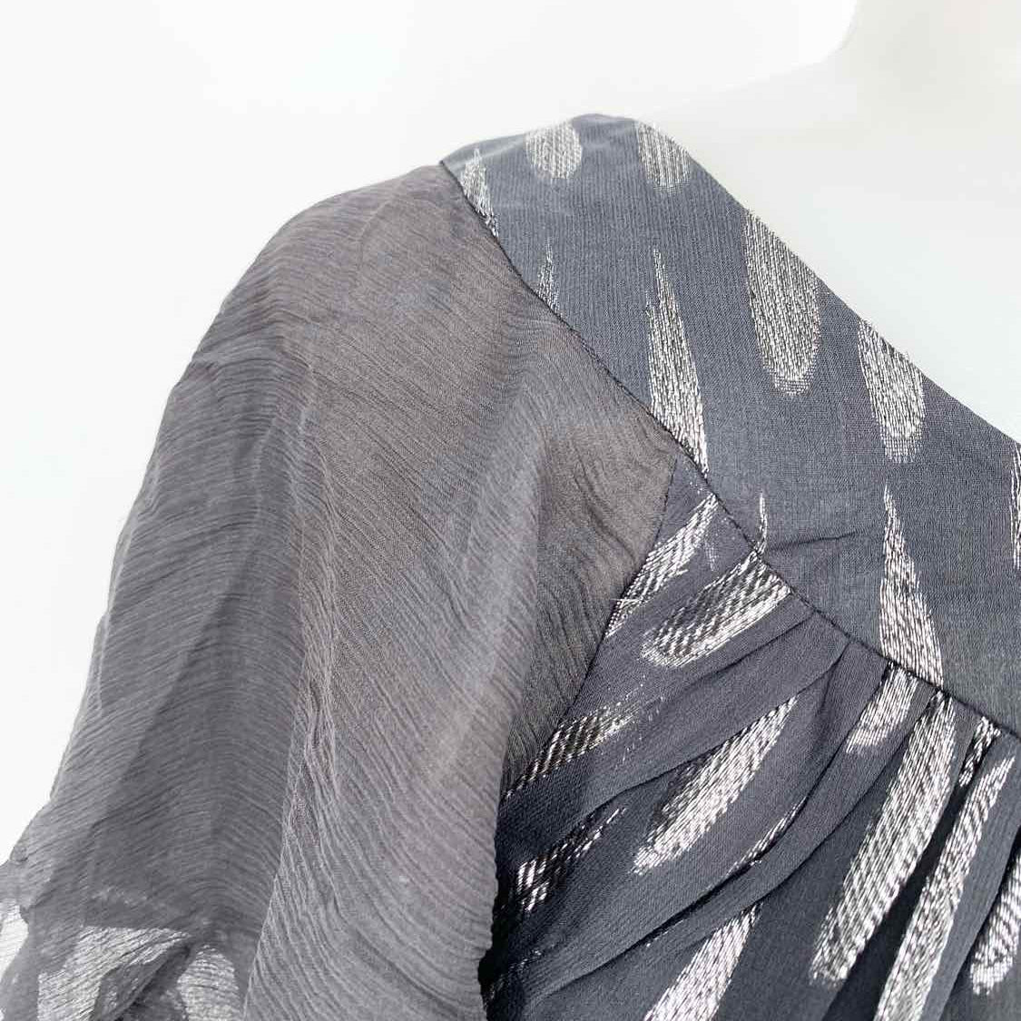 ADAM Adam Lippes Women's Gray Cap Sleeve Silk Teardrop Size 6 Short Sleeve Top