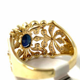 EFFY Blue Sapphire Diamond Size 9.5 14k Gold Oval Antique Ring