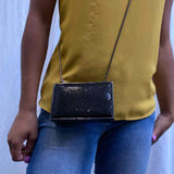 Whiting and Davis Metal Mesh Black Hinged Clutch