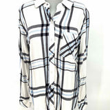 Rails Women's White Blue Size S Button Down Flannel Plaid Long Sleeve