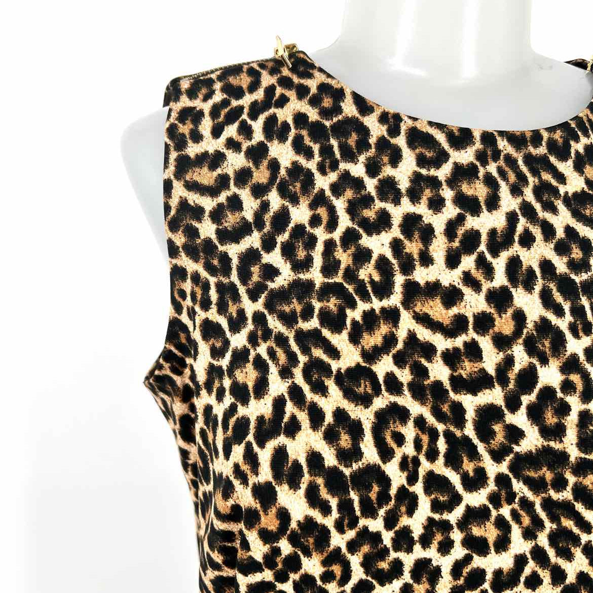 Michael by Michael Kors Women's Brown Size 3 Pleated Leopard Print Dress