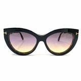 TOM FORD Black Brown Cat Eye Tortoise Frames w/ Sunglasses Attachment